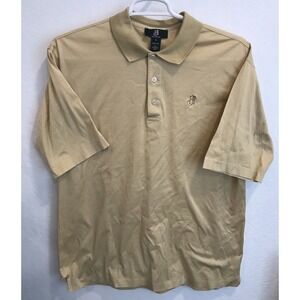 Mens JH Collection Golfer Polo Golf Shirt Embroidered Sz L Gold Stripe ITALY
